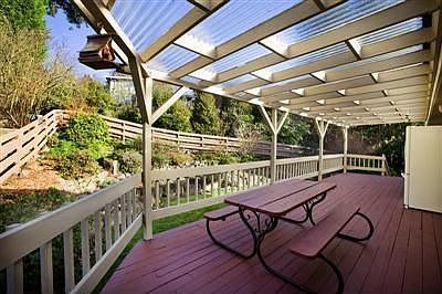 Private Covered back deck for outdoor entertainment