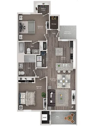 Floor plan C1 - Two Bedroom Apartment