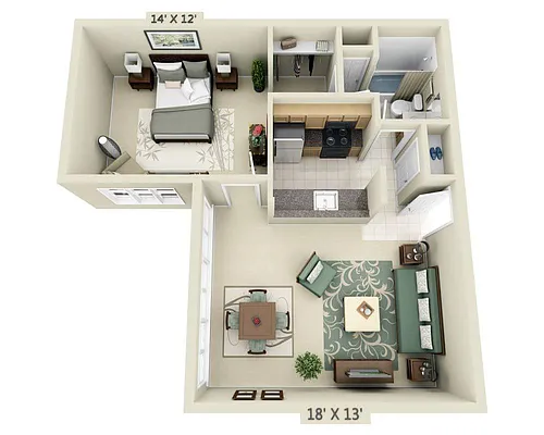 Floor plan A1BST (1x1)
