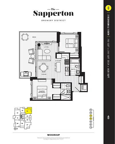 Floor plan SAP810 - 1BR + 1B