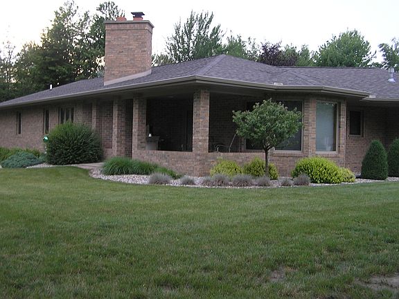 Porch overlooking back yard