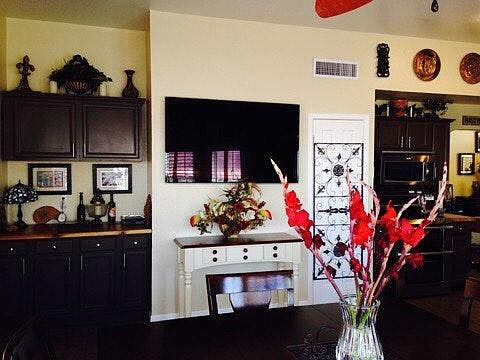 Left, dry bar; Right door is the pantry