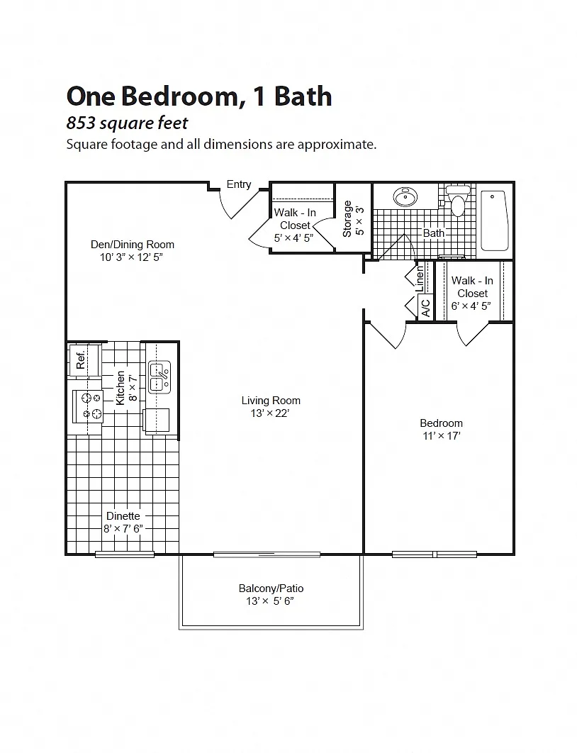 Floor plan Renovated 1 Bed 1 Bath