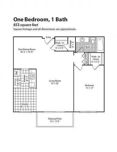 Floor plan Renovated 1 Bed 1 Bath
