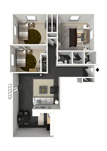 Floor plan 3-Bedroom Large Furnished