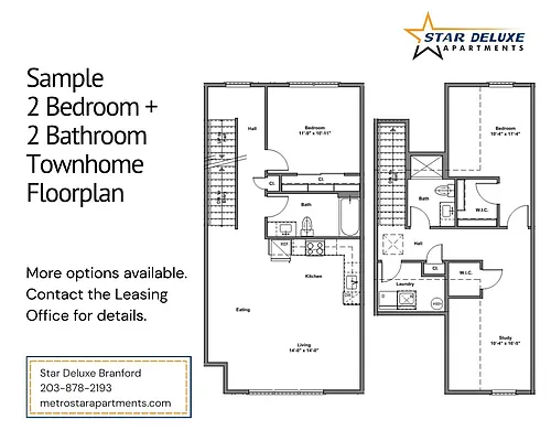 Floor plan Two Bed Two Bath Townhouse