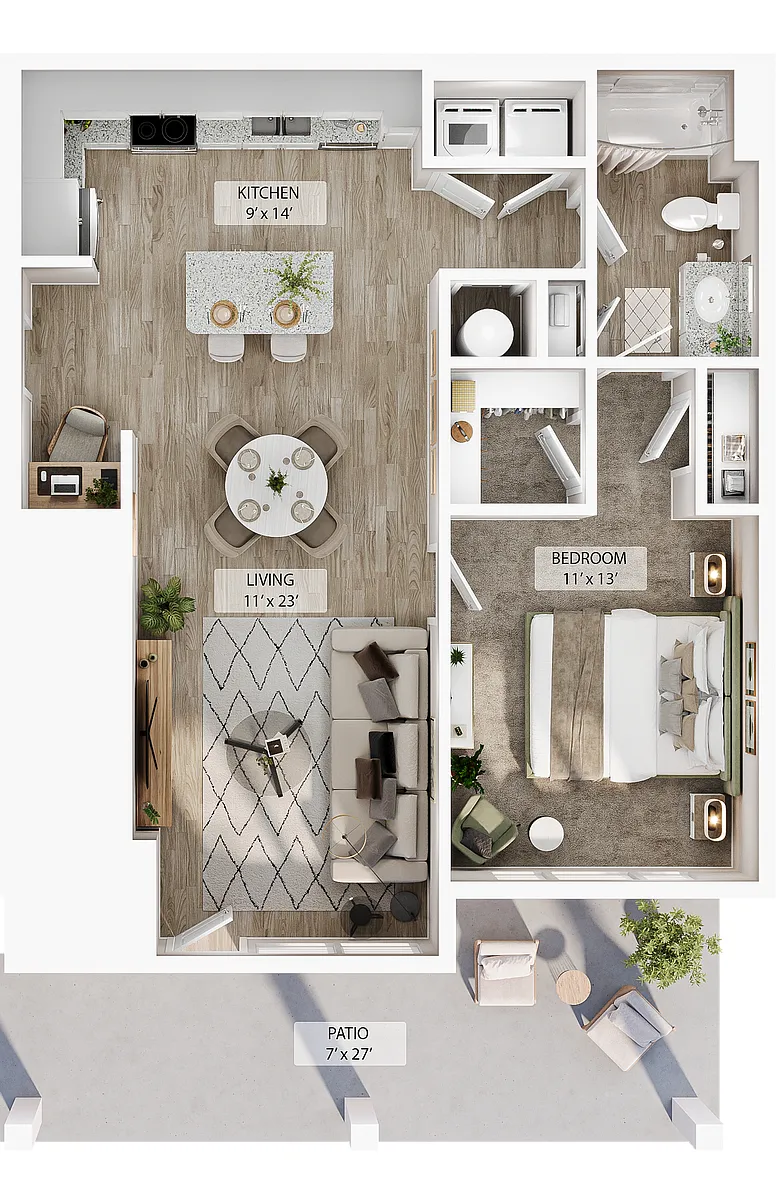 Floor plan 1 BR Designer Courtyard