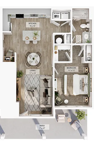 Floor plan 1 BR Designer Courtyard