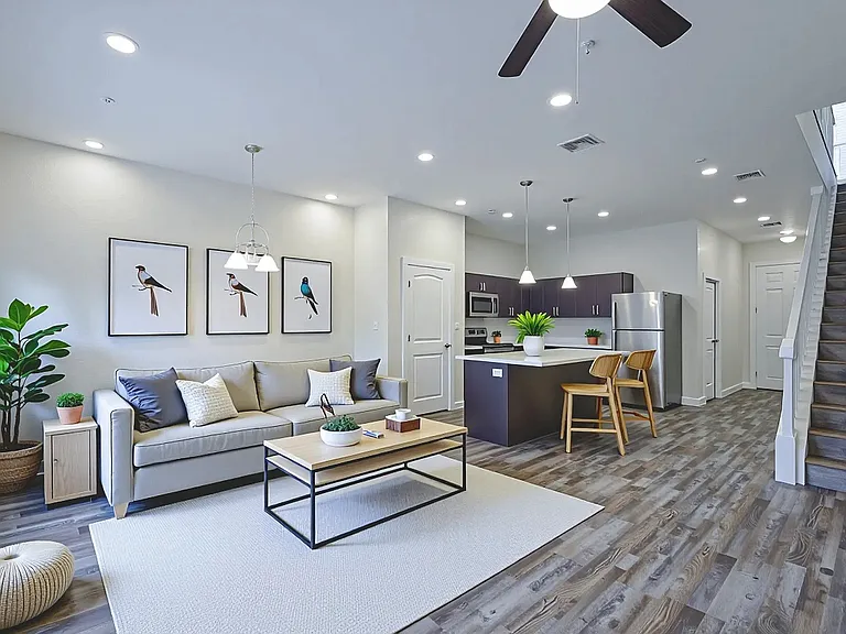 Belcara Luxury Townhomes Living Room & Kitchen