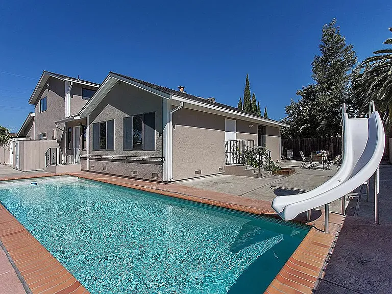 Backyard view of pool