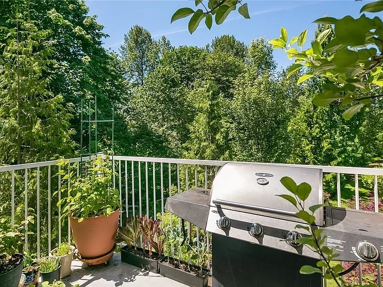 Balcony overlooking a trail and beautiful wooded area