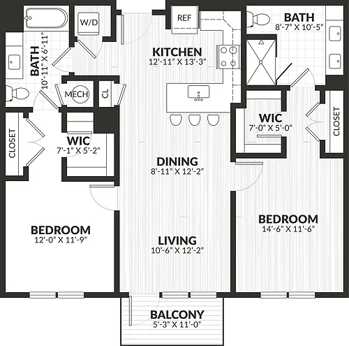 Floor plan 2 Bed/2 Bath-b2