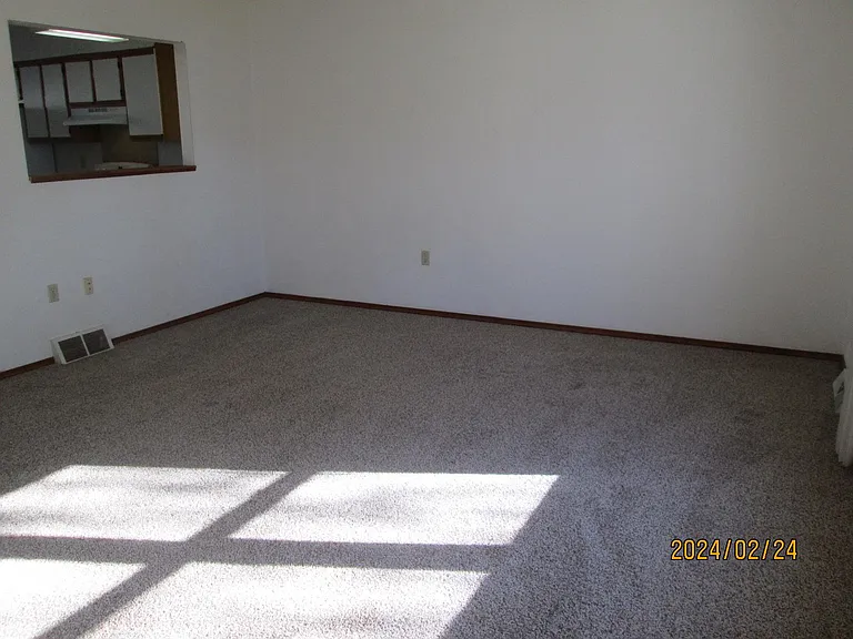 Living room with pass thru to kitchen