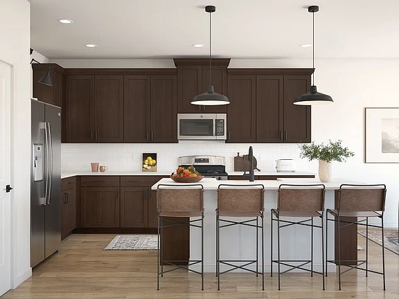 Kitchen with pendant lighting