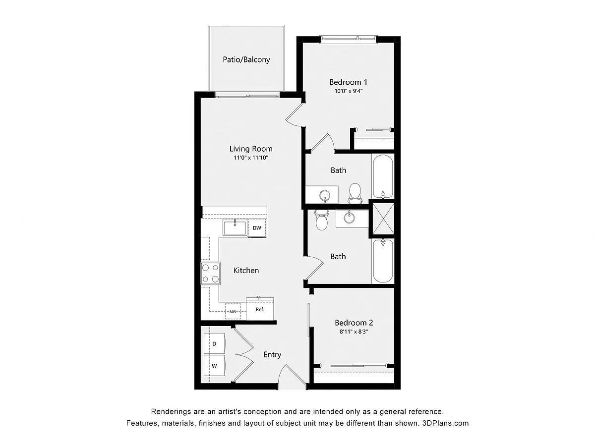 Floor plan Urban Two Bedroom D01C