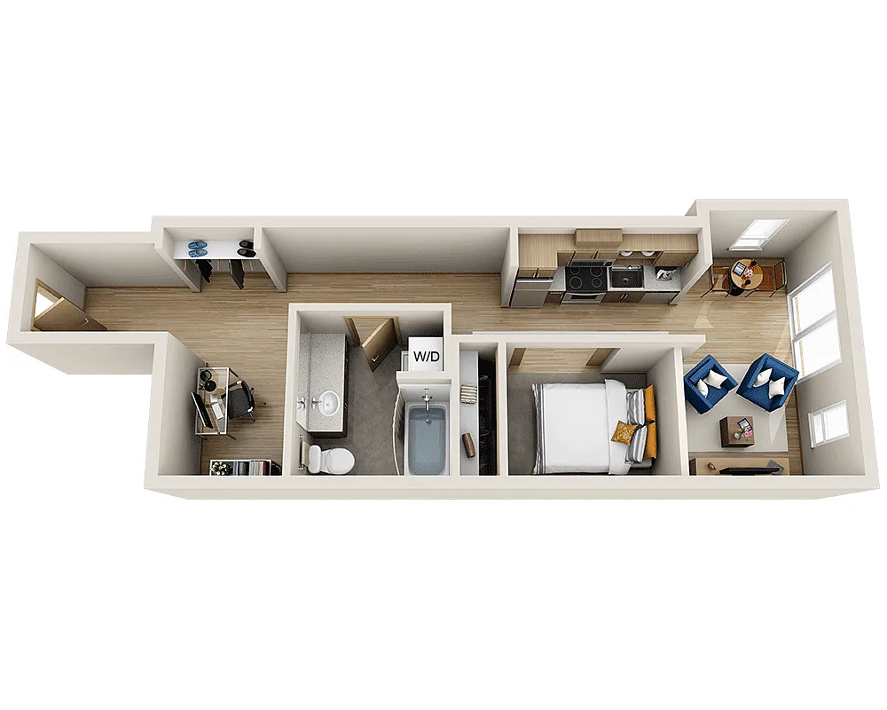 Floor plan One Bedroom with Den A1BD