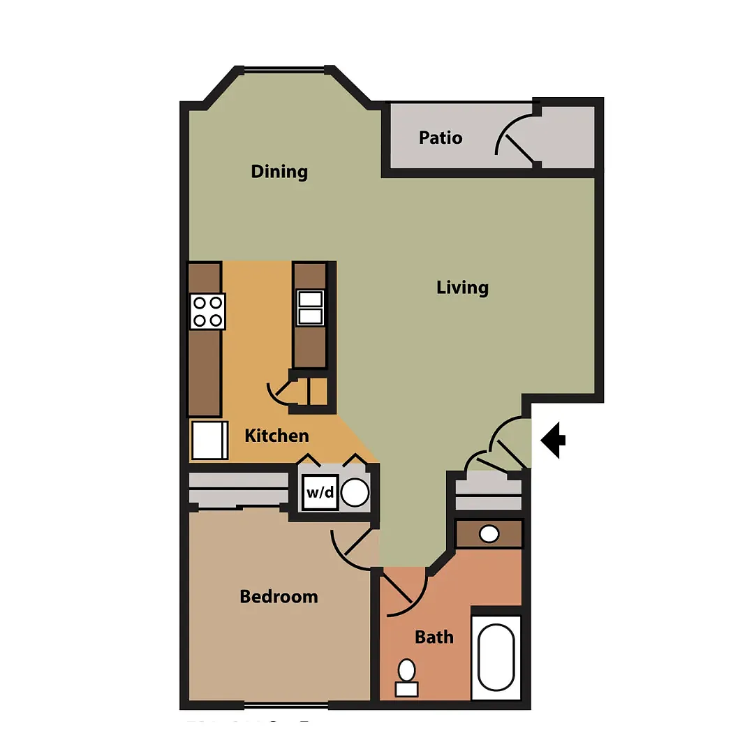 Floor plan 1Bedroom, 1 Bathroom