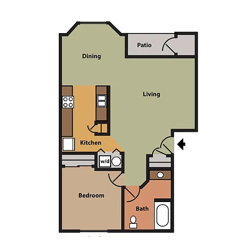 Floor plan 1Bedroom, 1 Bathroom