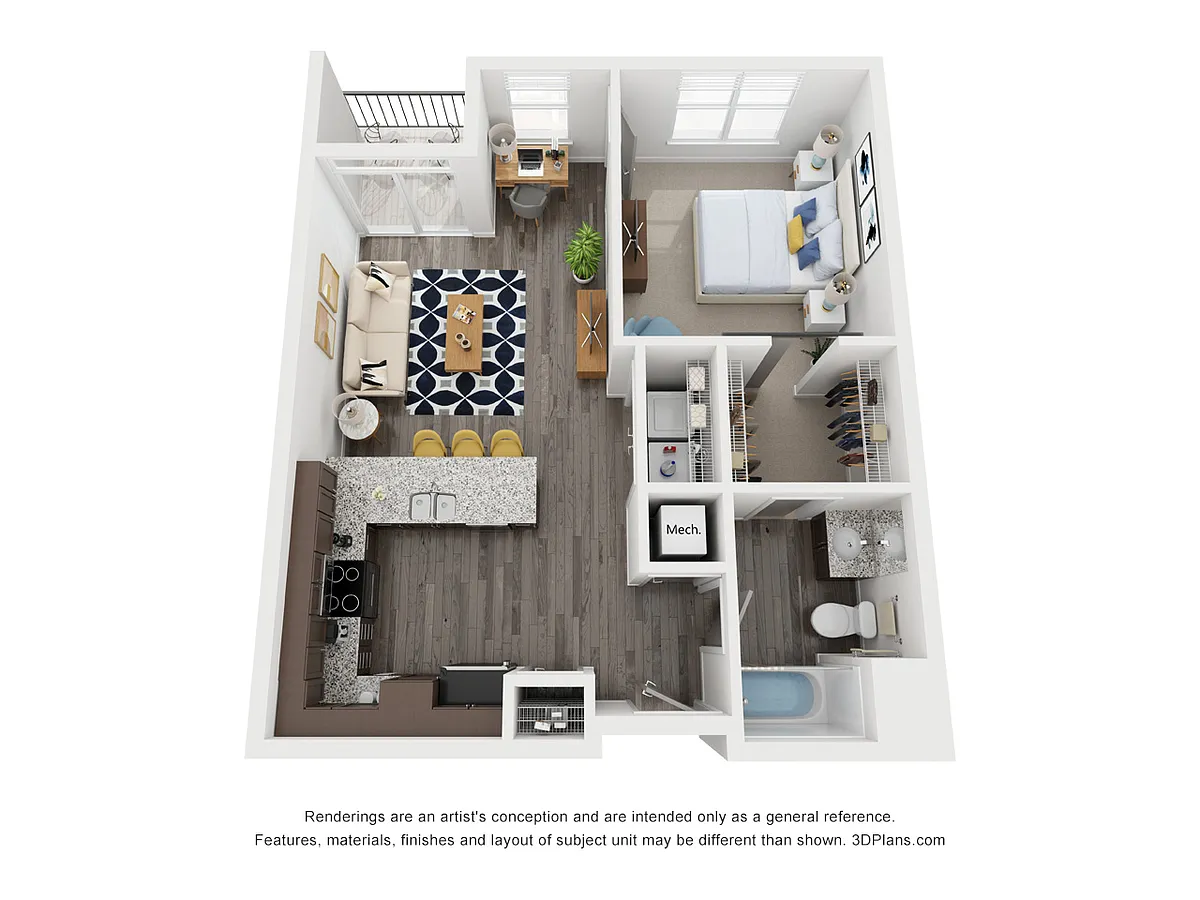 Floor plan 1 bedroom/1 bathroom