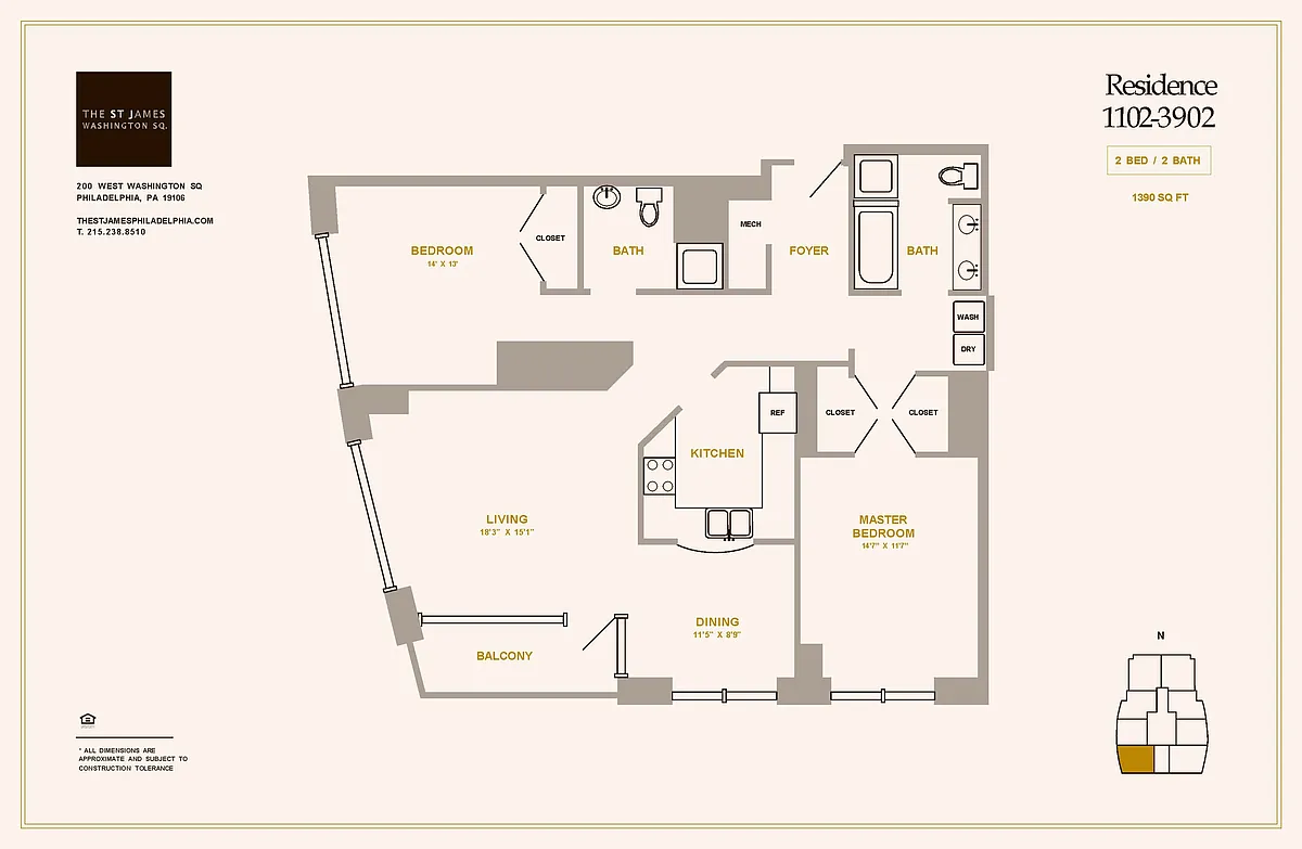 Floor plan 2 Bed 2 Bath B2