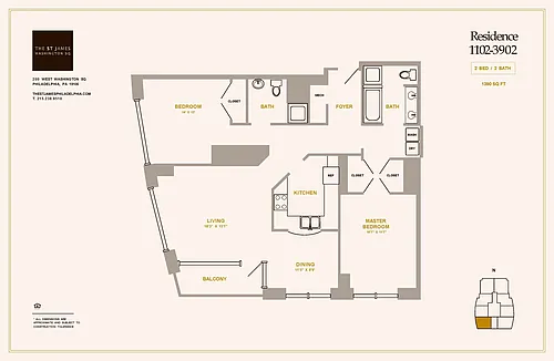Floor plan 2 Bed 2 Bath B2