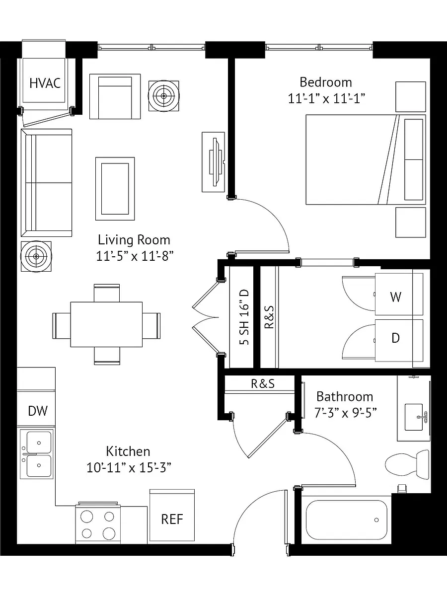 Floor plan 1 Bedroom-B2