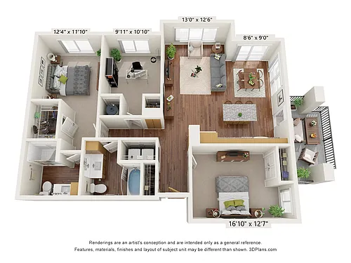 Floor plan Three Bedroom - A