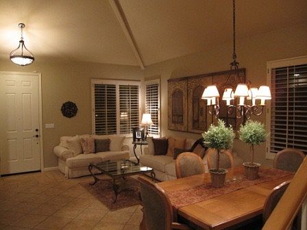formal living/dining view from stairs toward front door