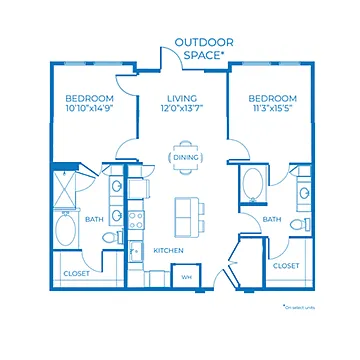 Floor plan B1d | 2 Bed | 2 Bath | 80