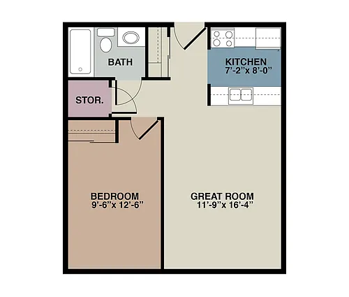 Floor plan 1 Bedroom - Senior