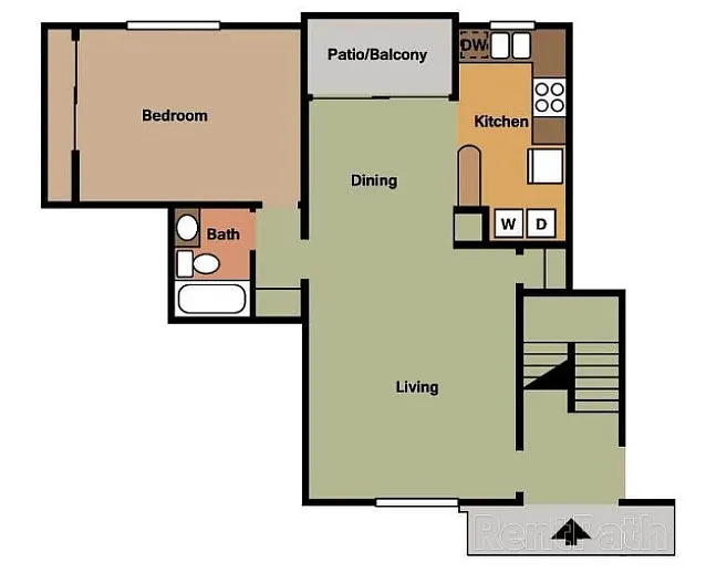 Floor plan 1 Bedroom - 1 Bath