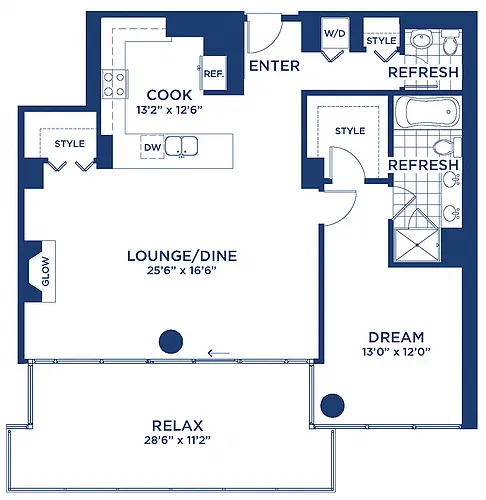 Floor plan Penthouse 2706 (1BR/1BA)