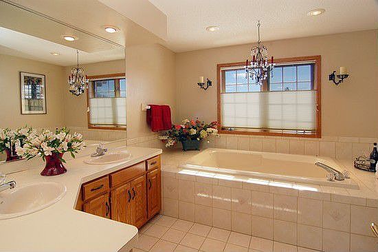 Elegant master bath, very light & bright!