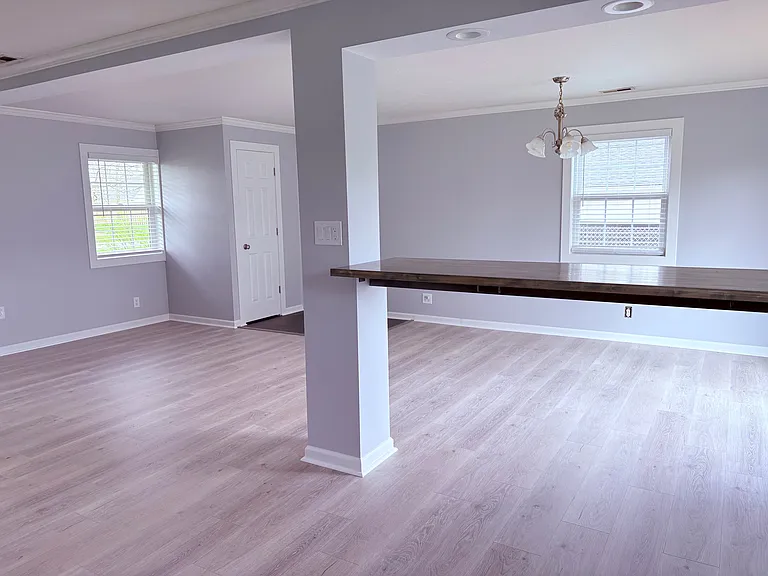 Kitchen View, new flooring, new windows, fresh paint