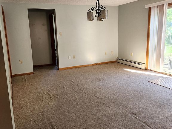 Dining room with the patio doors leading out to the yard