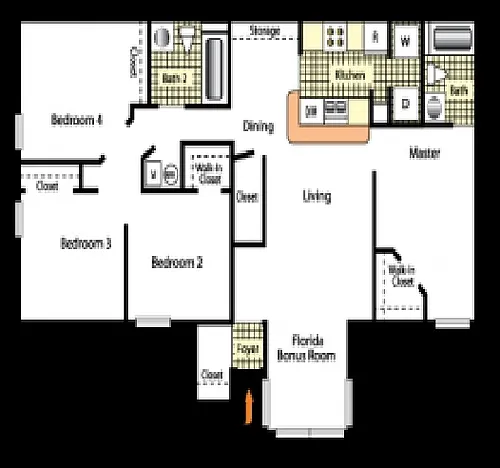 Floor plan 4 Bedroom 2 Bath