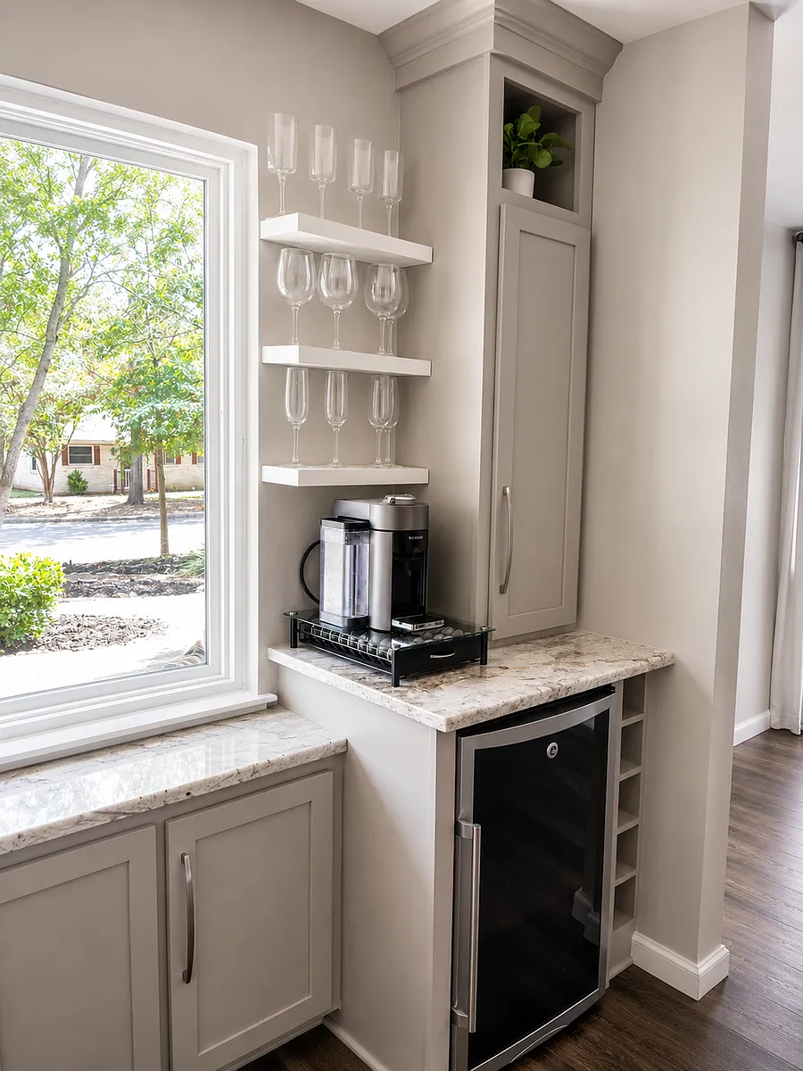 Open Kitchen with GE appliances - Gas Range, coffee/wine bar, pantry - 3208 S Oak Dr