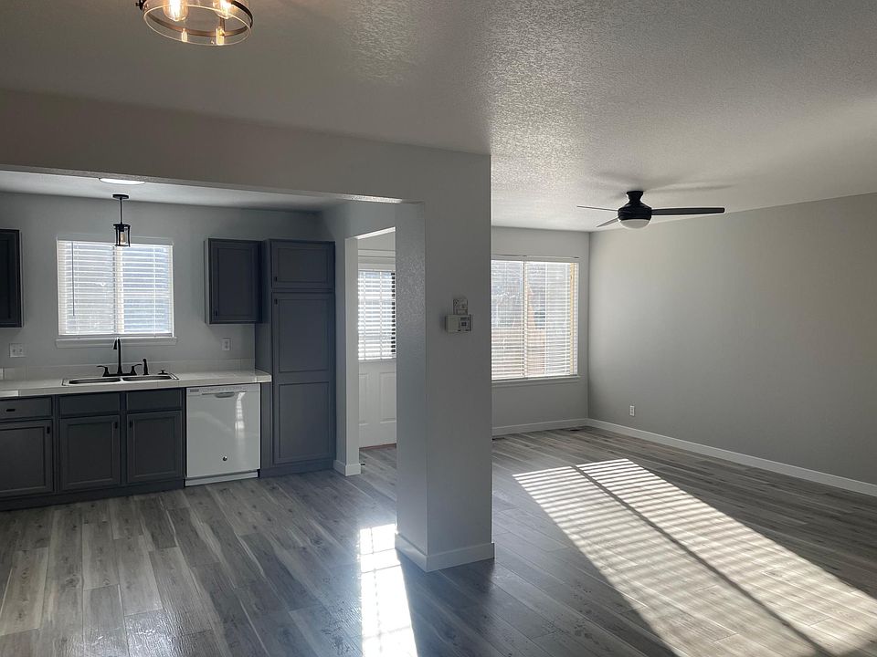 Main living space, kitchen and dining area