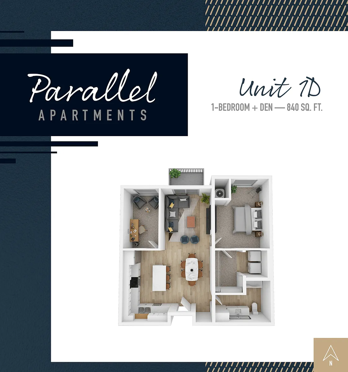 Floor plan 1D - 1+Den
