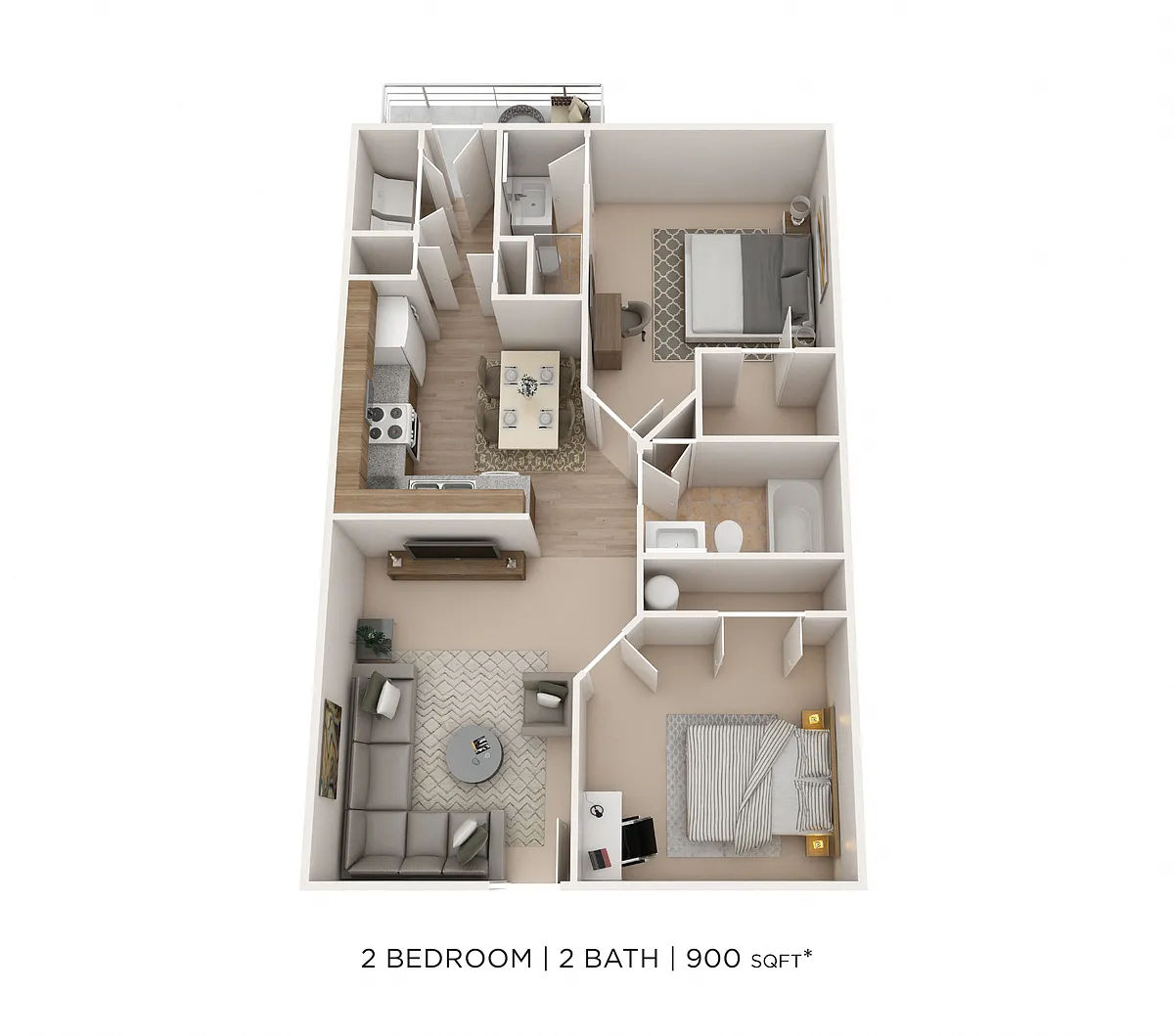 Floor plan Two Bedroom 2 Bath