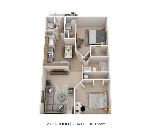 Floor plan Two Bedroom 2 Bath