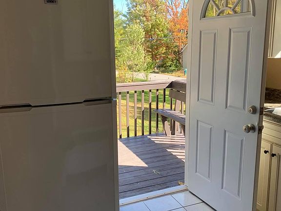 Outside view from the kitchen, new refrigerator