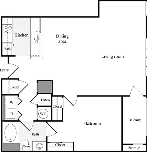 Floor plan 1 Bedroom H