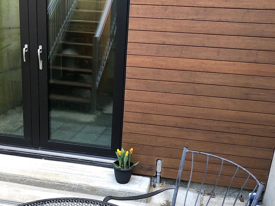 Front doors of apartment and patio