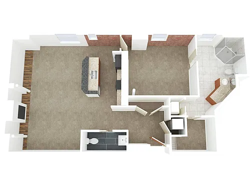 Floor plan 1 Bed 1.5 Bath JR