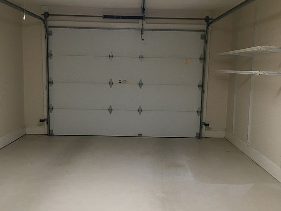 Garage with storage shelves