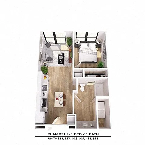 Floor plan B211A 1X1