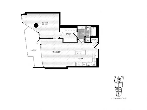 Floor plan 1N w/ Balcony