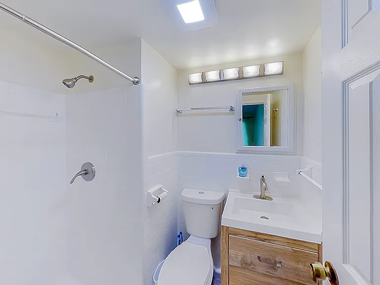This is the primary bathroom with a shower