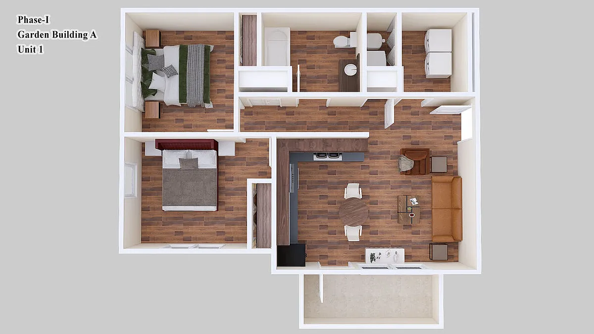 Floor plan Two Bedroom Garden